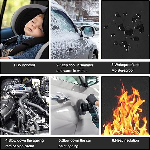 Miniatura 5 de Material de amortiguación de sonido para automóviles, 157 mil 0.157 in, 18 pies cuadrados, adhesivo automotriz, amortiguador insonorizado, espuma de