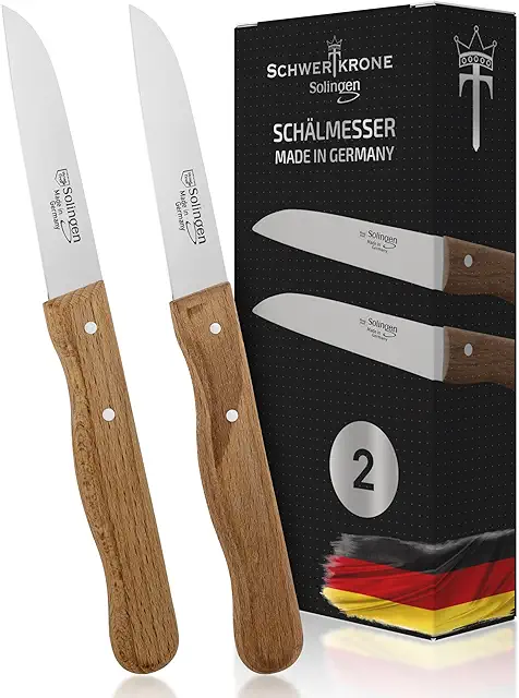 Schwertkrone Solingen Peeling Knives Set - 2-Piece Premium Kitchen Knives for Fruits & Vegetables