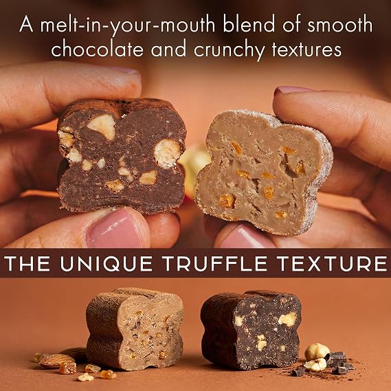 TartufLanghe Trifulot Assorted Chocolate Truffles Mini Gift Box - 4 Pralines, Italian Dark Chocolate Truffles with Piedmont Hazelnuts and Caramel & Salt, 0.99 oz