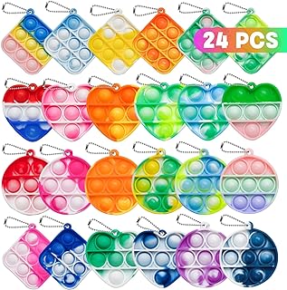 24 PCS Pop Fidget Toys Its Party Favors Toddler Toys,3 Shape Pop Keychain It Kids Toys Easter Basket Stuffers Fidgets Packs Sensory Toys Stress Toys Party Fidget Pack Popper Toy Gift for Girls Boys