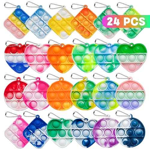 Pop Fidget Toys Bulk Its 24 Pack Party Favors for Kids Mini Pop Keychain