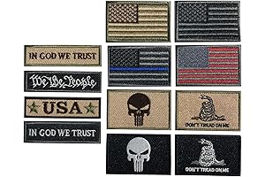 US Velcro Patches Collection: 12 Patriotic Patches for Caps, Backpacks, Vests, Uniforms