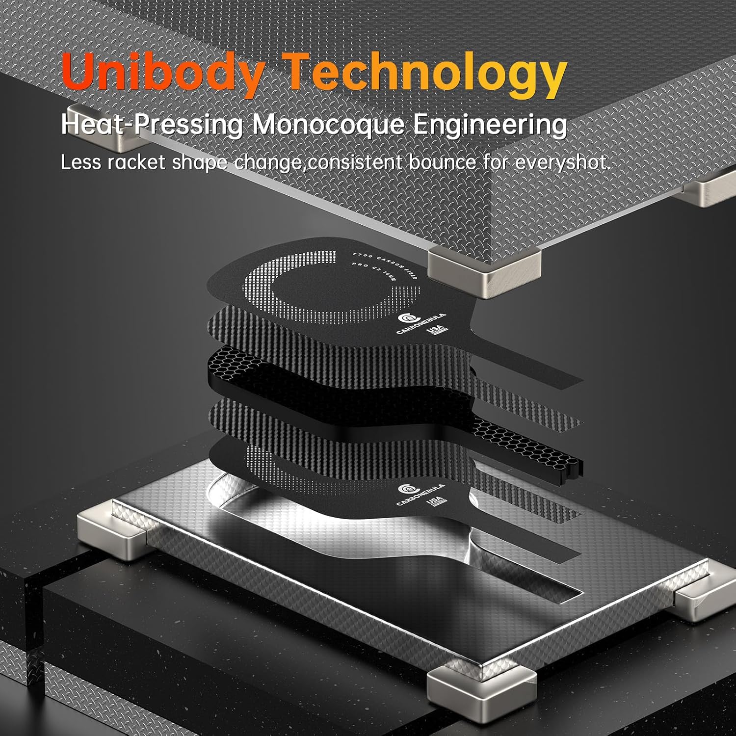 Pro C5 Pickleball Paddles, T700 Carbon Fiber Pickleball Paddle with a 16mm Power Polymer Core, The Pickle Ball Racket Designed for Ultimate Spin & Consistency, USAPA Approved