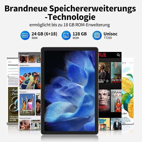 Tablet 11 Inch Android 16 with Gemini AI 24GB RAM 128GB ROM (Expandable to 2TB) 90Hz Display with TÜV Eye Protection 8000mAh 13MP + 8MP Tablet for Students Adults and Elderly