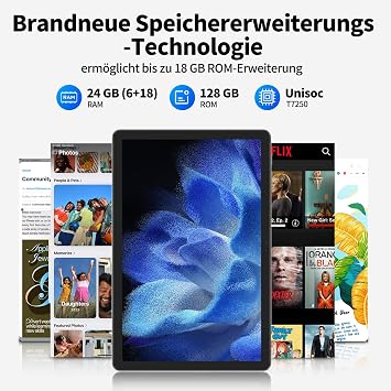 Tablet 11 Inch Android 16 with Gemini AI 24GB RAM 128GB ROM (Expandable to 2TB) 90Hz Display with TÜV Eye Protection 8000mAh 13MP + 8MP Tablet for Students Adults and Elderly