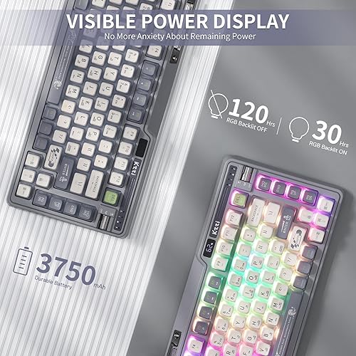 Miniatura 6 de Teclado mecánico K75 PRO RGB 75% de junta inalámbrica, triple modo BT 5.02.4GUSB-C 82 teclas teclado para juegos intercambiable en caliente con