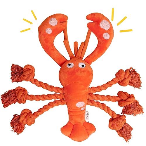 Lobster Dog Toys, Large Squeaky Rope Tug of War Dog