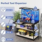 IRONMAX Banc de travail avec tiroirs, 48” Garage Workbench avec Pegboard, Table de travail lourde avec 24 PCS Kits de suspension, Organisateur de poste de travail de banc d'outils pour atelier, Auto Shop