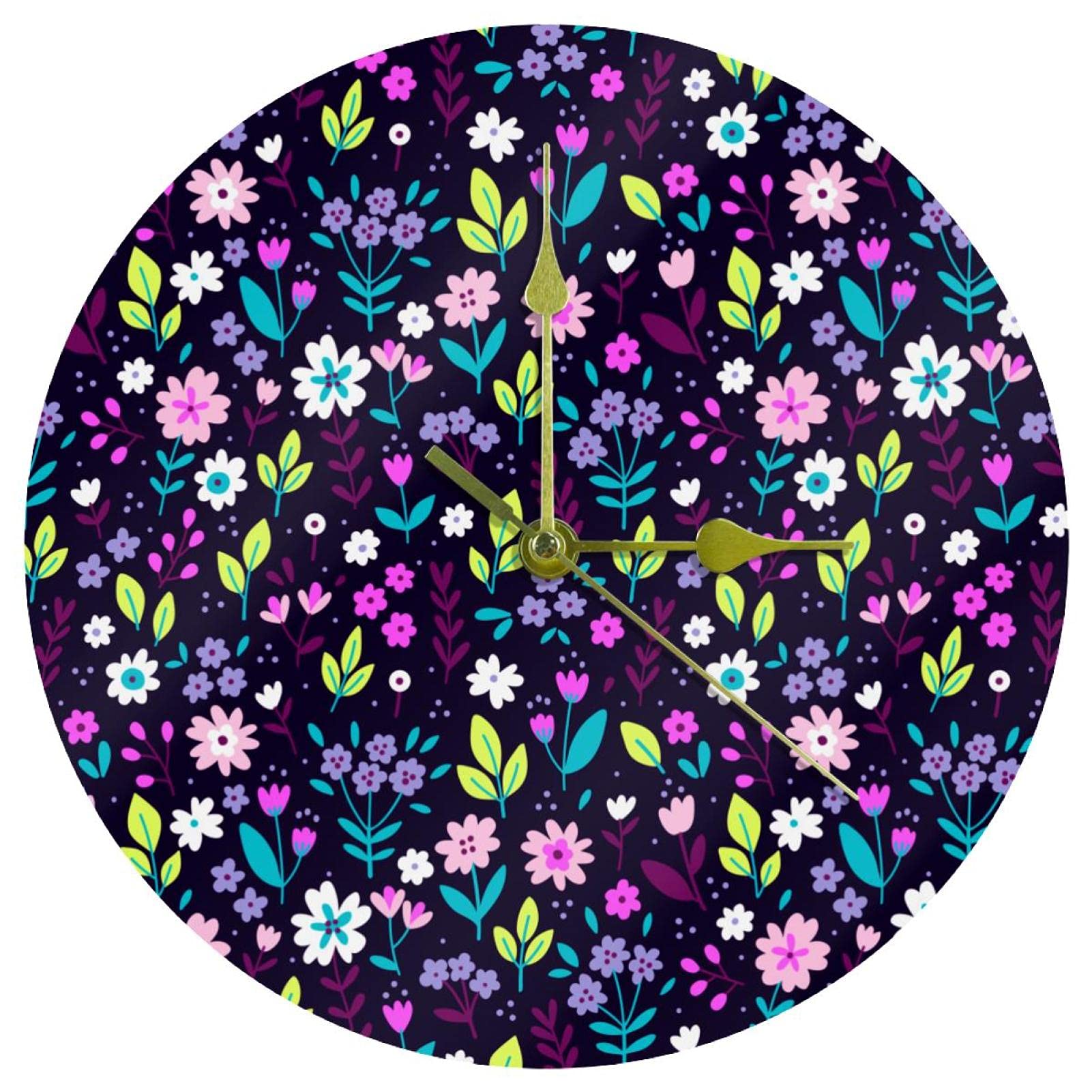 Horloge murale sans tic-tac pour stopper le bruit avec style fleur violette