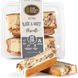 DIJAS Natural Foods, Fat Free Biscotti Cookie, All Natural Preservative Free Ingredients, Delicious Low Calorie Snack (5 ounces, Black & White)
