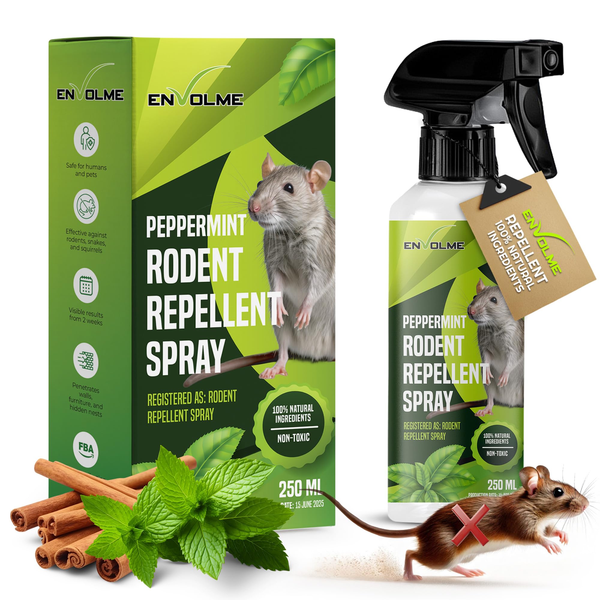 Odstraszacz szczurów - Odstraszacz myszy - Przeciw gryzoniom Samochodowym - Spray odstraszający gryzonie - Peppermint Oil Repellent Rats- Nietoksyczny i Naturalne Składniki