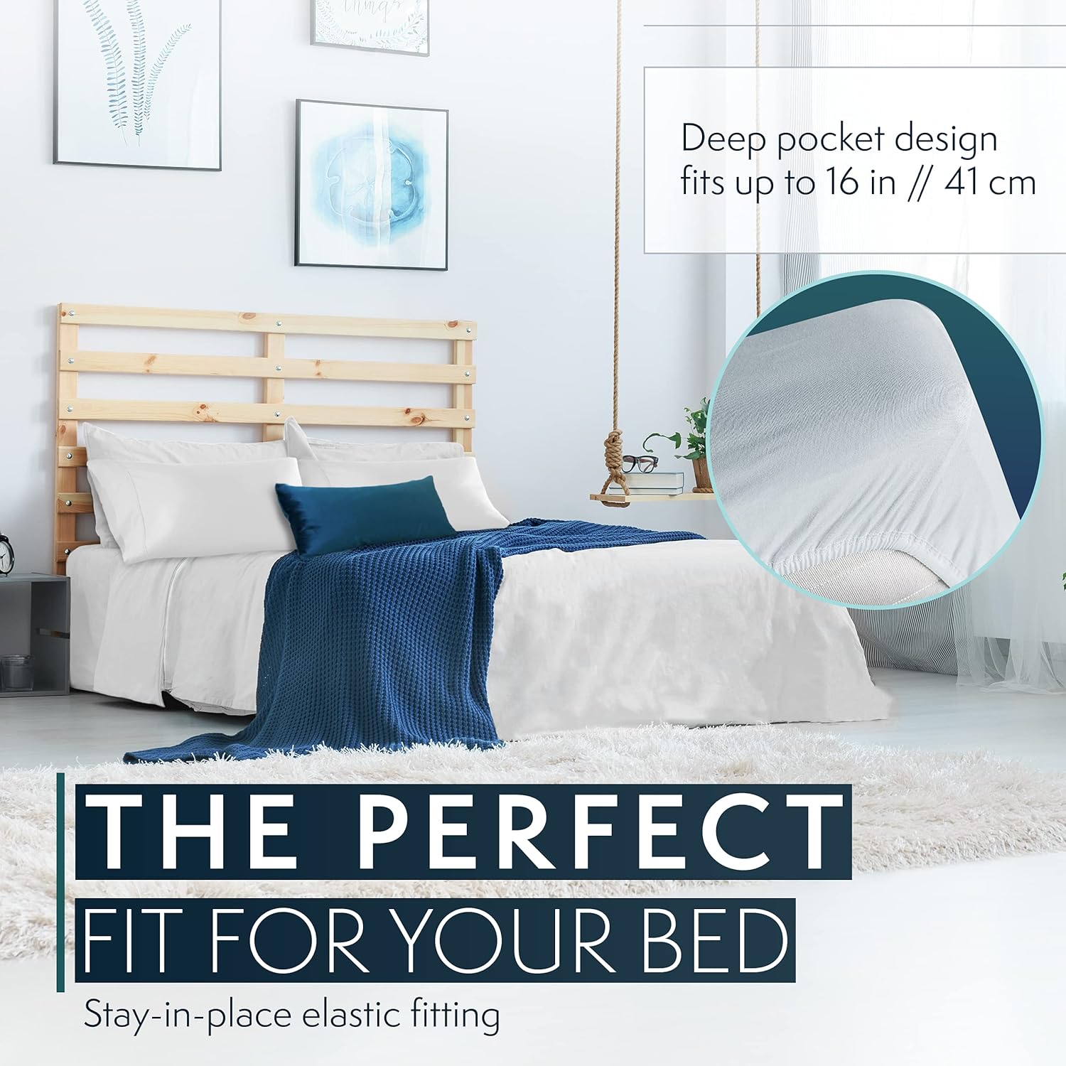 HC Collection Queen Size Sheets Set - Bedding Sheets & Pillowcases w/ 16 inch Deep Pockets - Fade Resistant & Machine Washable - 4 Piece 1800 Series Queen Bed Sheet Sets – Ice Blue : Home & Kitchen