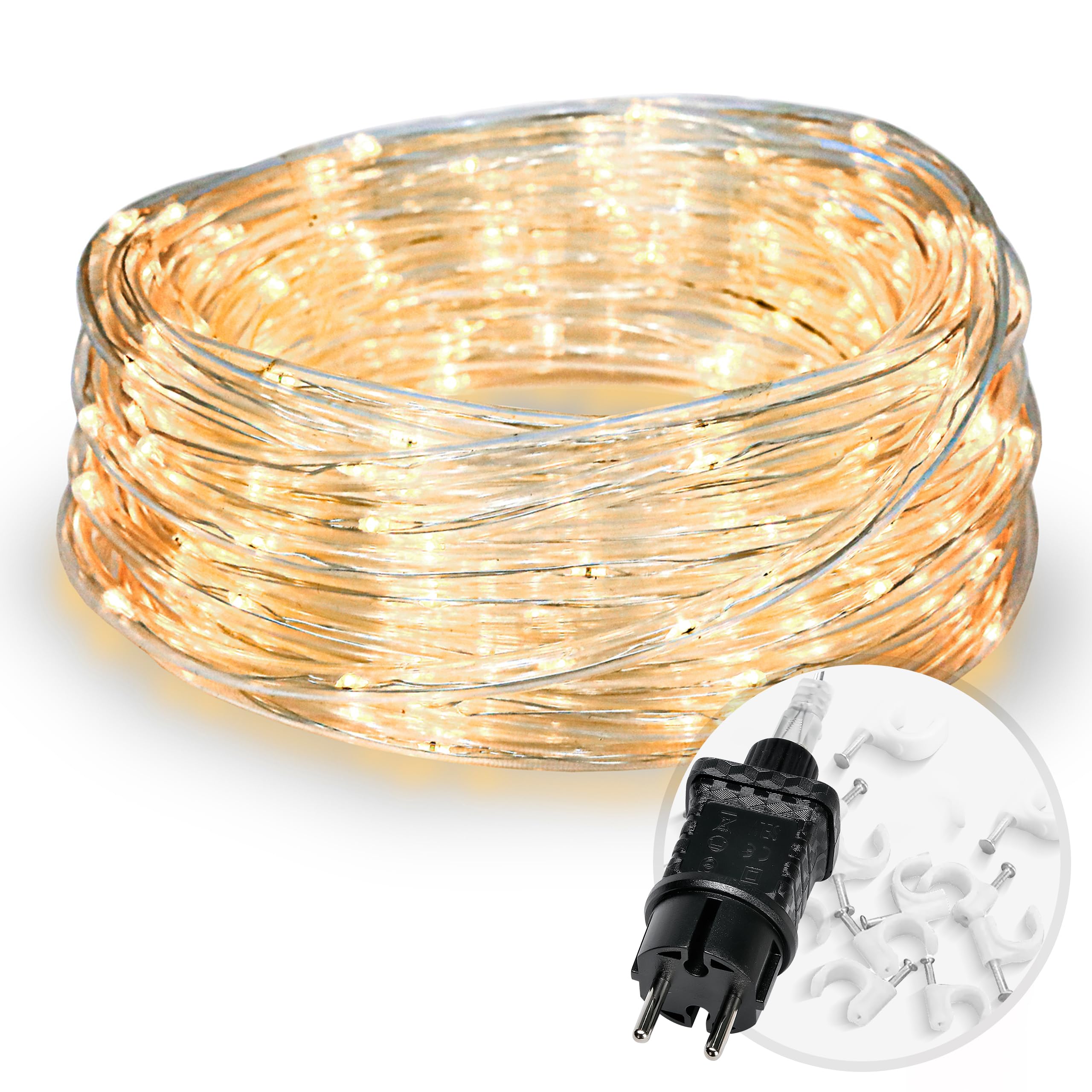 CozyHome Tubo LED decorativo - 200 LED & 8 modos & temporizador | Con enchufe de 12m I Fairy lights decoracion Luz led hadas Luzes I Luces led pequeñas Guirnalda luces Luces decorativas Luces navideña