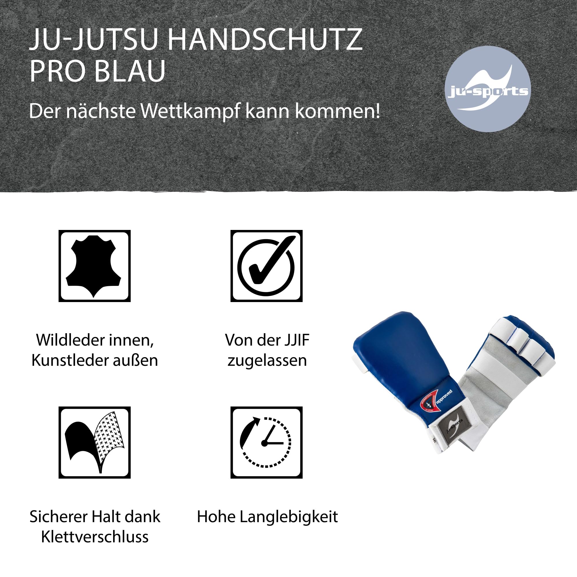 Ju-Sports Kampfsport Handschutz Ju Jutsu rot - Hochwertige, strapazierfähige Wettkampf Handschoner für Erwachsene & Kinder mit Klettverschluss, Optimaler Halt