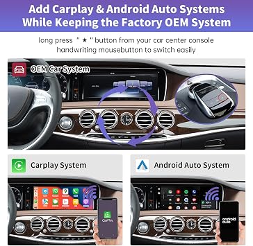 Road Top Wireless CarPlay & Android Auto Retrofit Kit for Mercedes-Benz S-Class W222 2014-2020, NTG5.0 System, CarPlay Interface Decoder, OEM Integration, MirrorLink, Backup Camera Support
