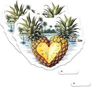 (2 Pack) Pineapple Heart Magnets - Tropical Beach Decor - Summer Island Fridge Accents - 5 Inches On Longest Side - Thick Durable Magnet - Made in USA - MAG19953