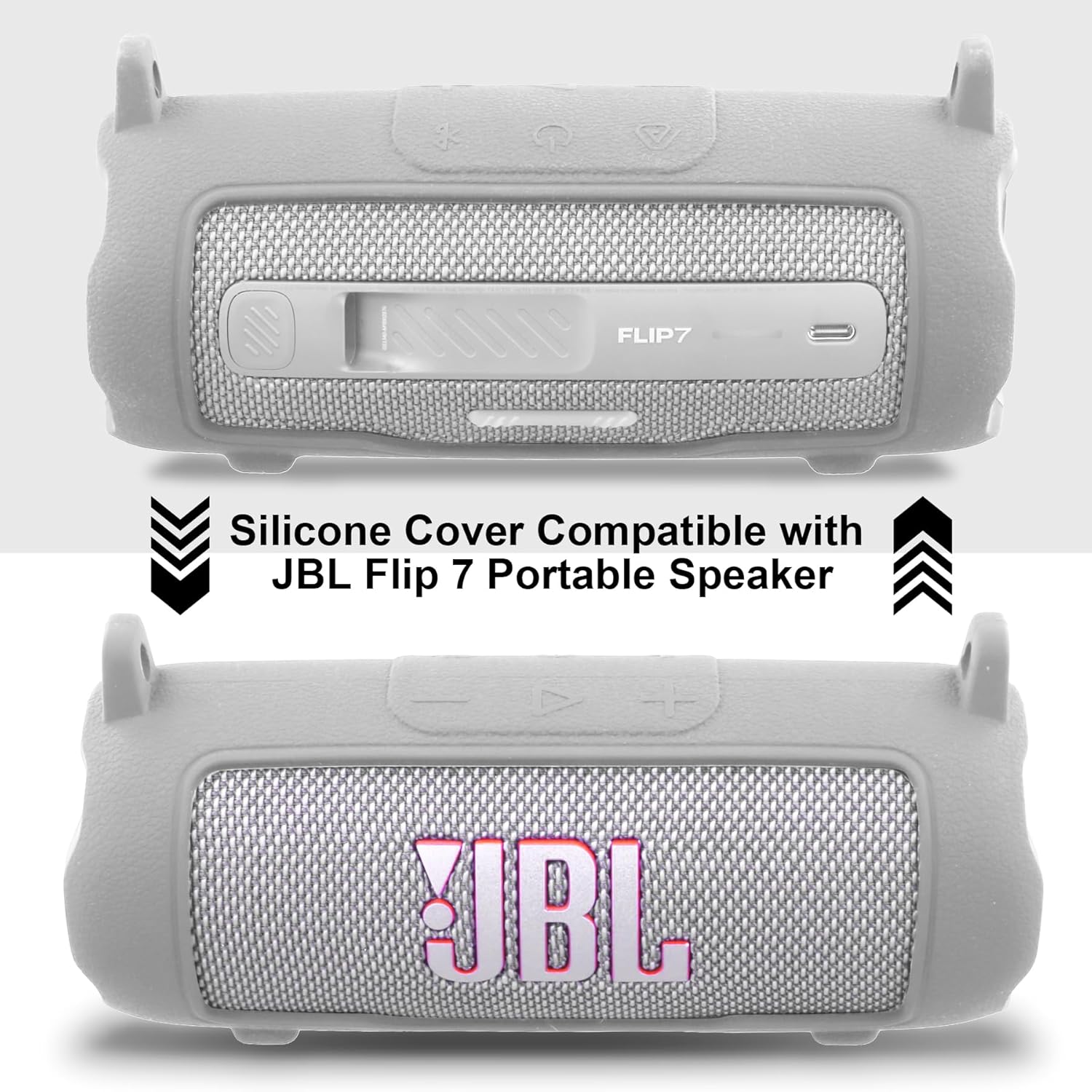 co2CREA Silicone Case for JBL Flip 7 Portable Waterproof Speaker, Portable Travel Soft Cover with Shoulder Strap, Protective Skin Case (White Case Only) - Image 3