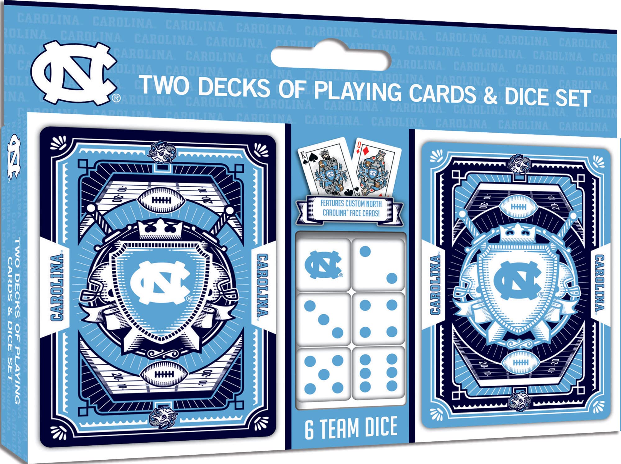 MasterPieces Game Day - NCAA UNC Tar Heels 2-Pack Playing Cards & Dice Pack - Officially Licensed Set for Adults and Family