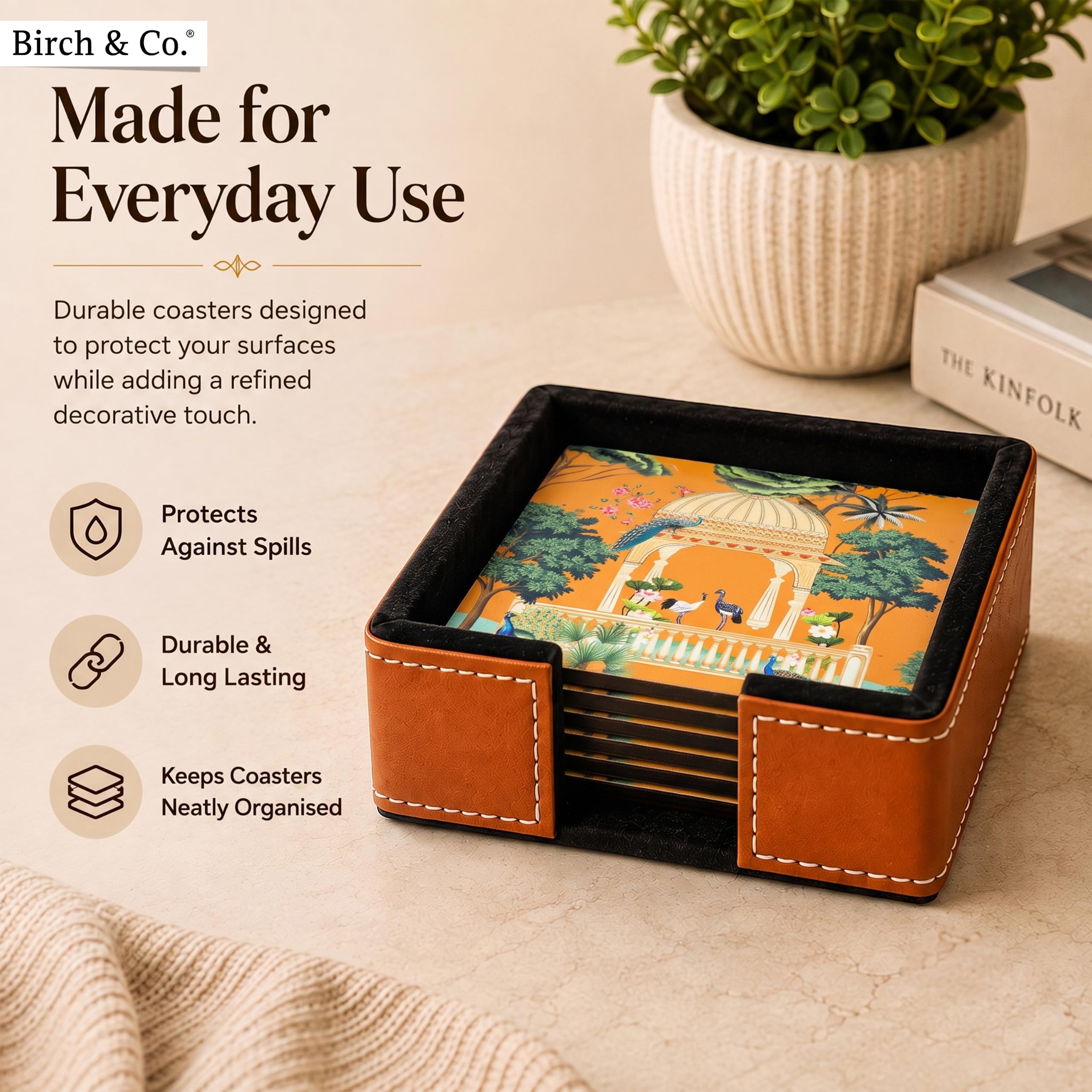Birch & Co. Leather Coasters - Set of 6 -7