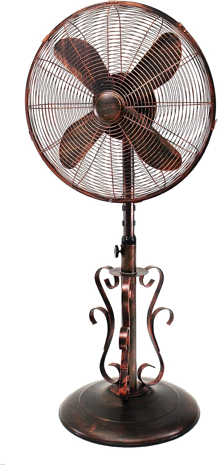 DecoBREEZE Oscillating Outdoor Fan with Misting Kit, 3-Cooling Speed with High RPM, Adjustable and Portable Misting Fan, Riverside, Antique Water Fan, 18 inches