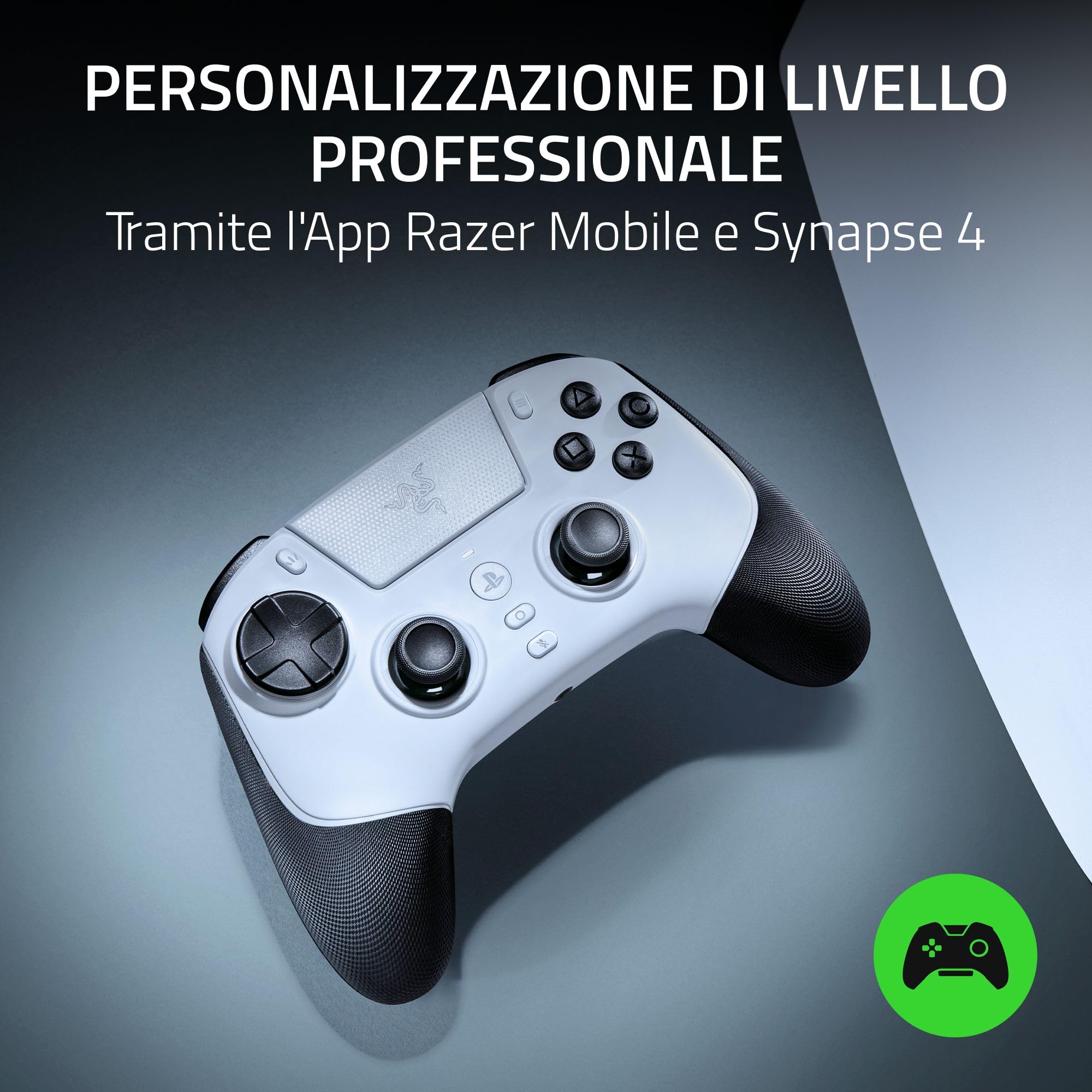 Razer Raiju V3 Pro - Controller wireless per e-sport per PlayStation 5 e PC - 4 pulsanti rimovibili e 2 bumper con impugnatura a artiglio - Stick analogici TMR - Pro HyperTrigger | Bianco