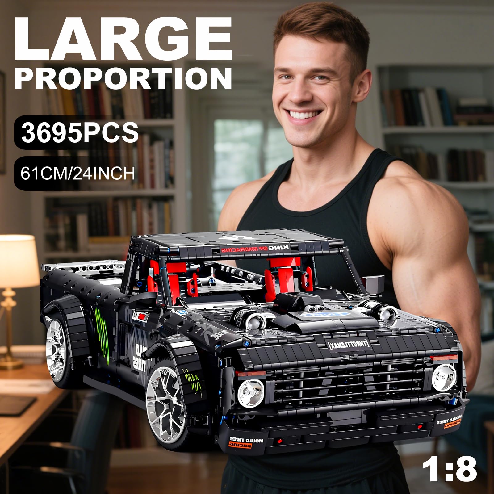 Mould King Technik Auto-Modellbausatz, Sportwagen Klemmbausteine für Erwachsene, 13082 Supercar Sammler-Set für Autoliebhaber und Fans von Muscle Cars (3695 Teile)