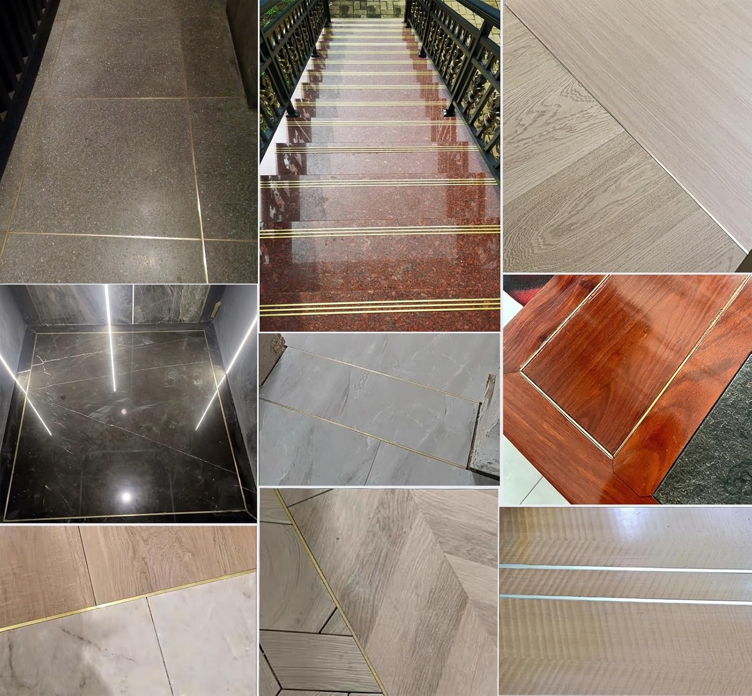 Threshold Strip Solid Brass Transition Seam Strip, Edging Trim for Flooring/Wall/Furniture, Multi-Size Gap Connecting Bar, Non-Slip Strips for Home Decor (Size : 3x15mm(0.12"x0.59"))