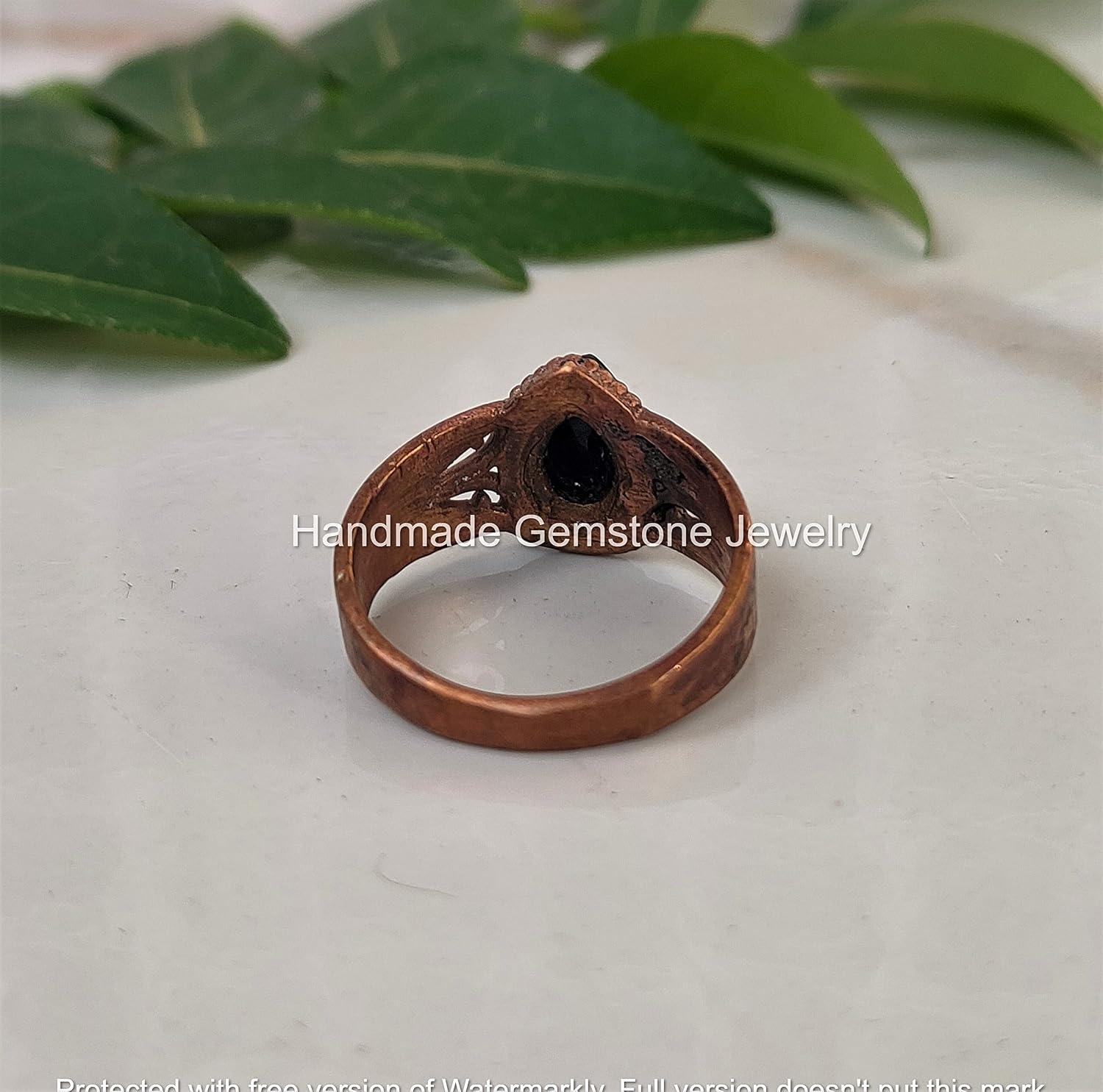 Natural Black Onyx Ring Semi-Precious Ring, Teardrop Black Stone Ring, Rose Gold Filled Wide Ring, Rose Gold Ring, Brass Ring, Handmade Ring, Pear Stone Ring, Dainty Ring, Black Onyx Jewelry