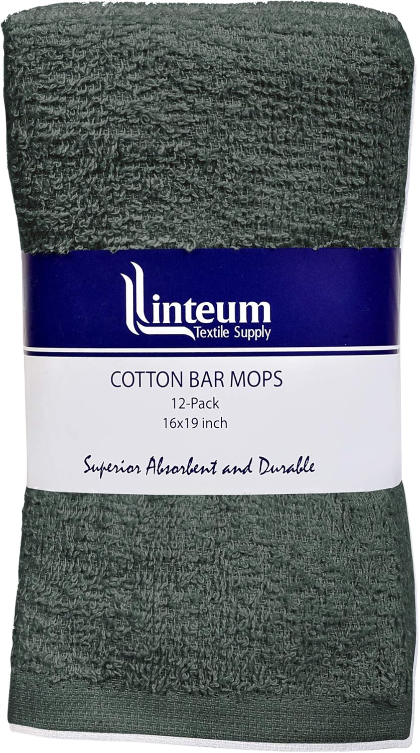 Linteum Textile Supply Kitchen Bar Mop Terry Towels Set White Reusable Cleaning Cloth 16x19 Inch Dishcloths for Washing Dishes Absorbent Dish Rags 100% Cotton Quick Dry Bar Towel Shop Rags [60 Pack]