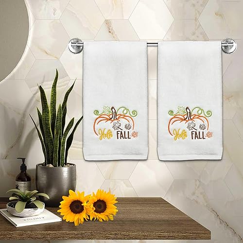 Miniatura 8 de Hexagram Juego de 2 toallas de mano de Pascua bordadas para decoración de cocina de Pascua para baño, 14 x 30 pulgadas, 100% algodón, suave, huevos