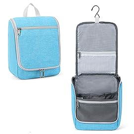 Della Gao Hanging Toiletry Bag for Men & Women, Portable Travel Cosmetic Makeup Bag Toiletries Organizer Kit, Water Resistant Bathroom Bag, Blue