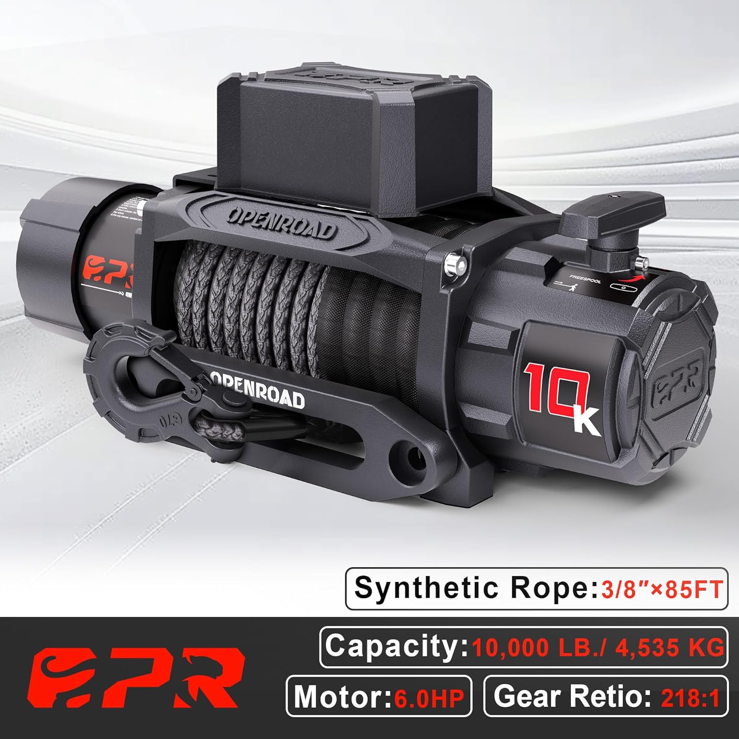 OPENROAD Panther Series 10000 lbs Winch with Synthetic Rope and 2 Wireless Remotes - 3S