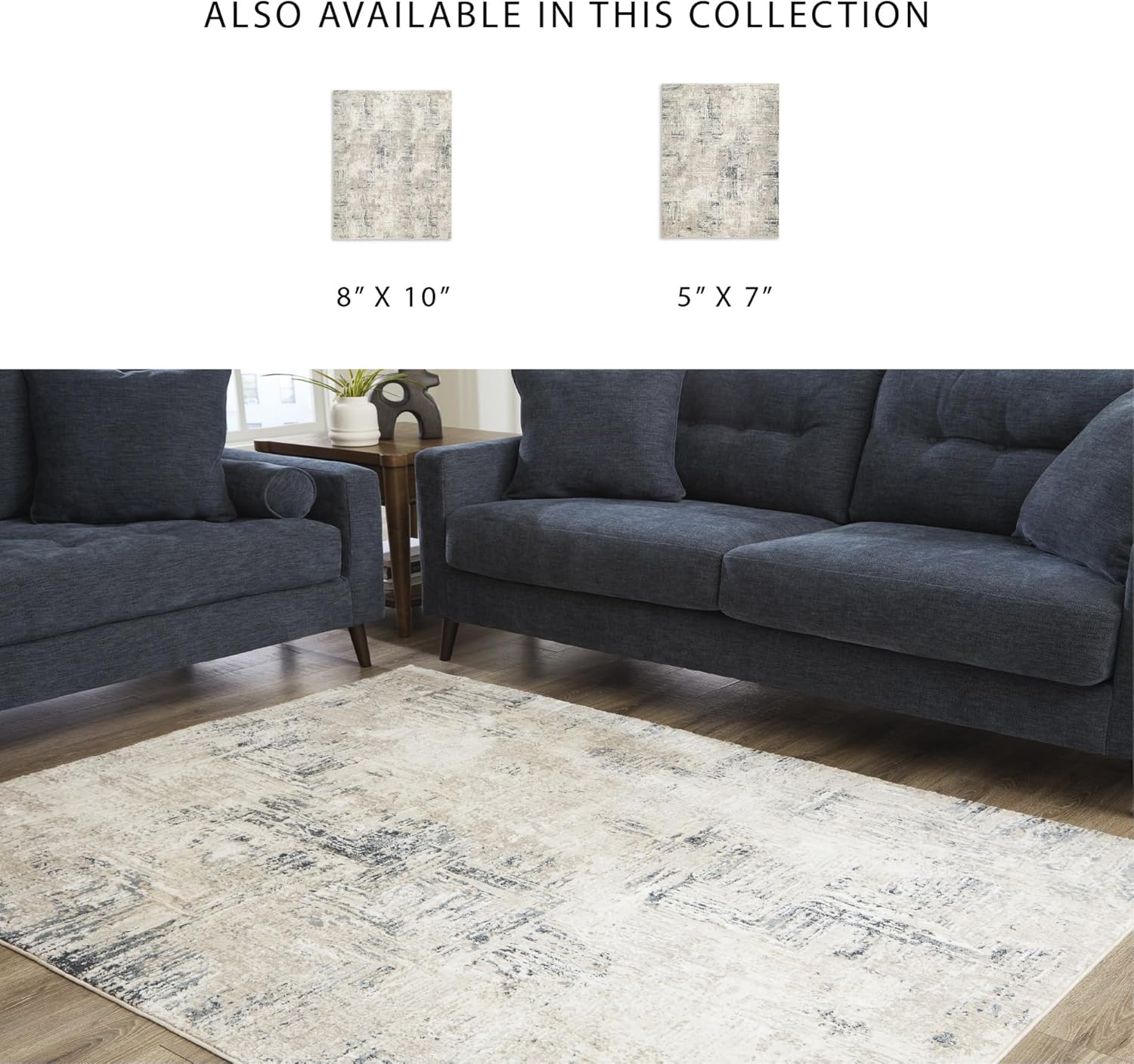 Signature Design by Ashley Gentor Contemporary Indoor Abstract 5 x 7 Rug, Blue & Beige