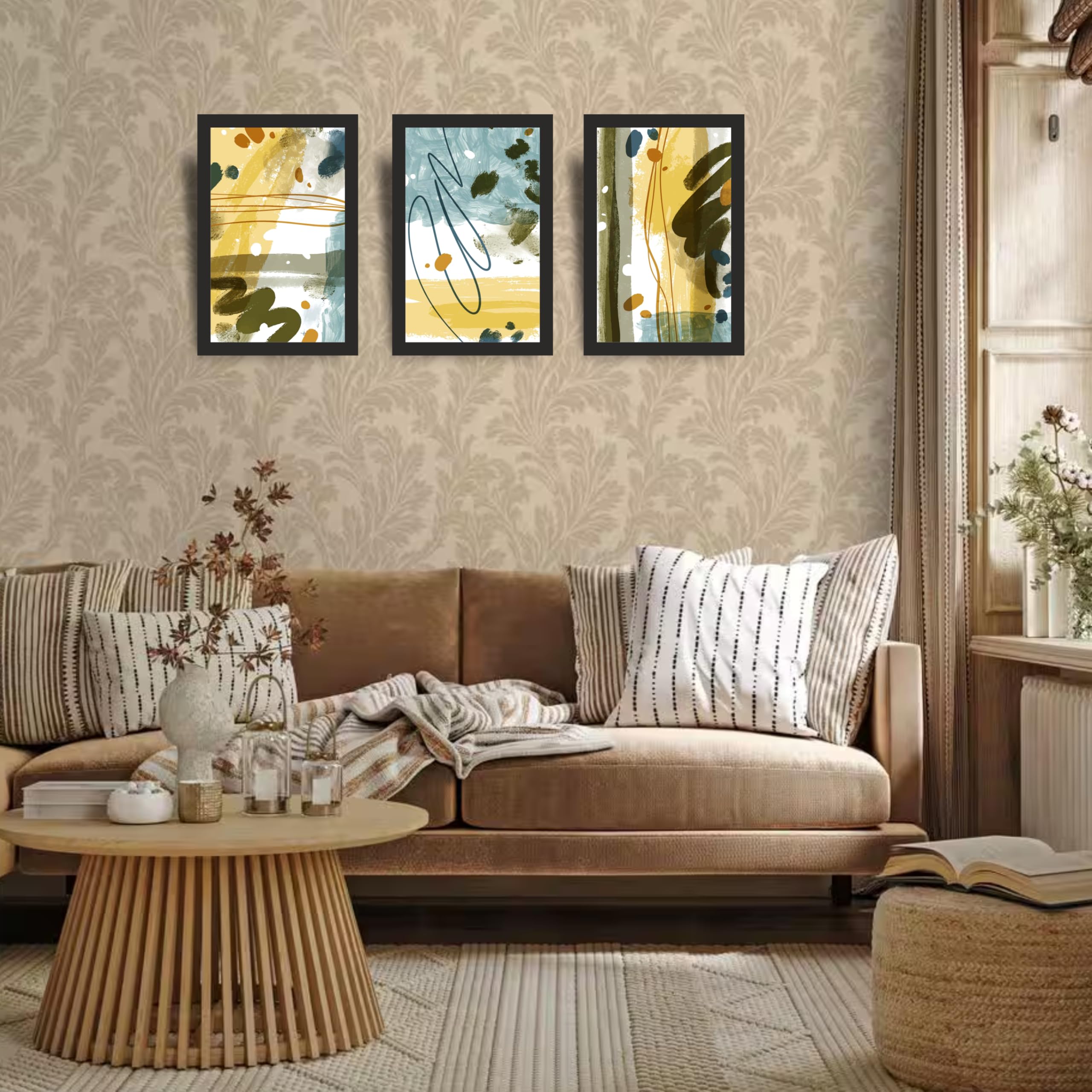 Contemporary Paint Splash Abstract Wall Art Set of 3