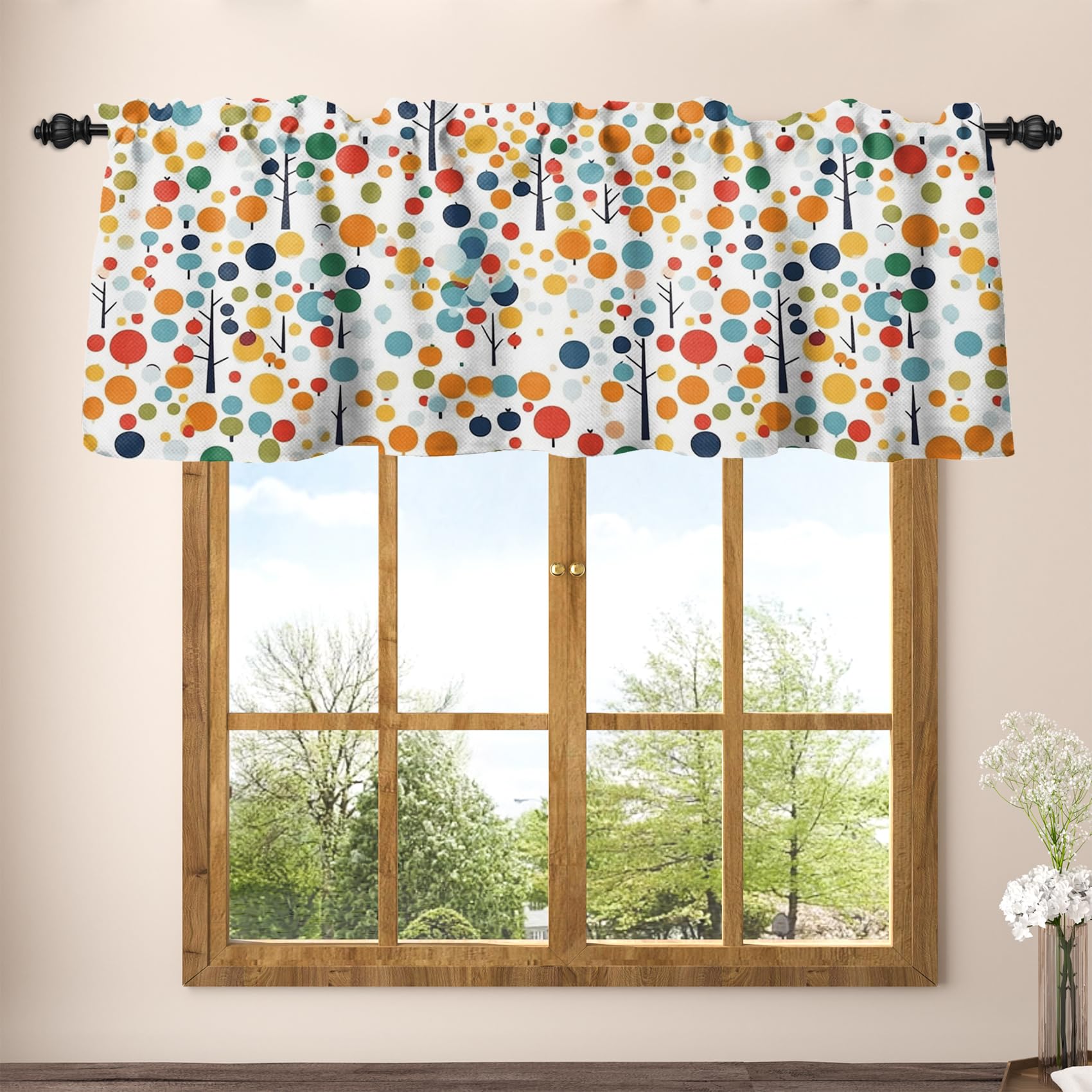 Cantonnière à pois colorés Renaiss 132x45,7 cm pour rideau de chambre d'enfant