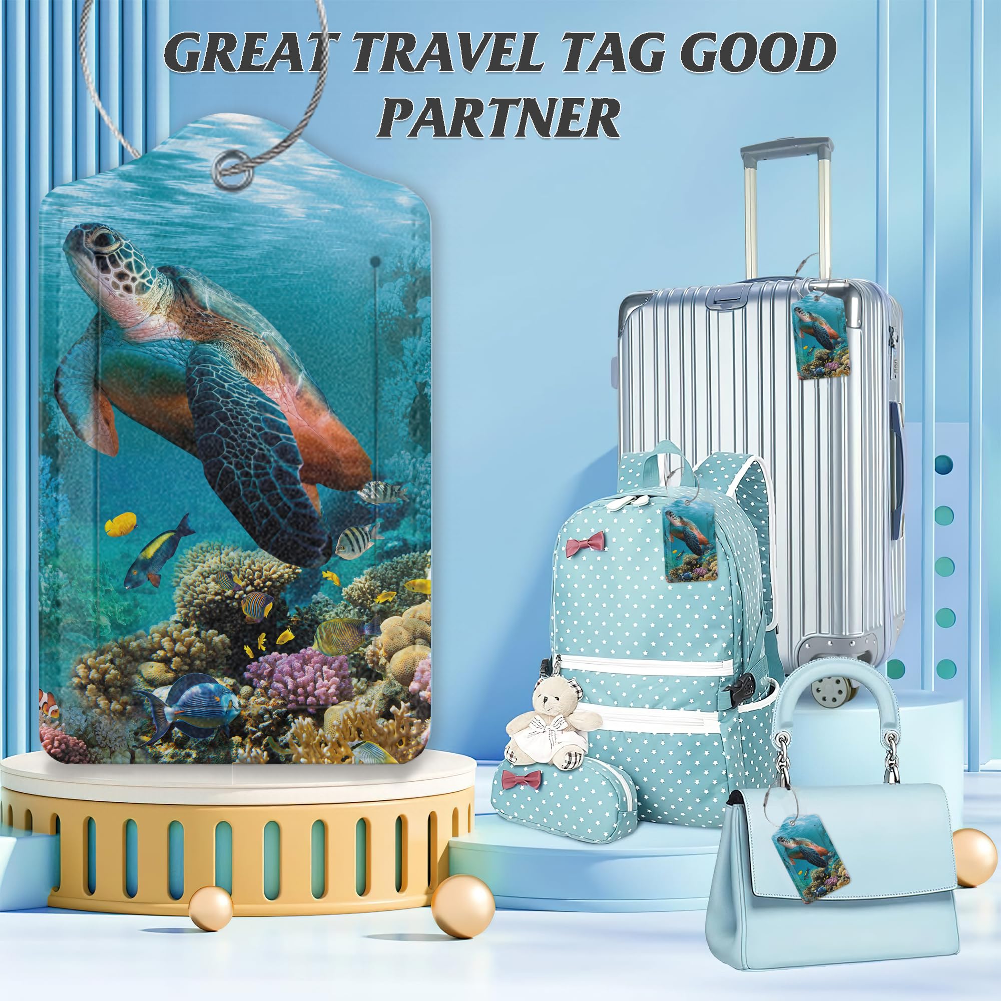 EOBKLAX Lot De 3 étiquettes De Bagage Tortue De Mer Hawaïenne En Cuir