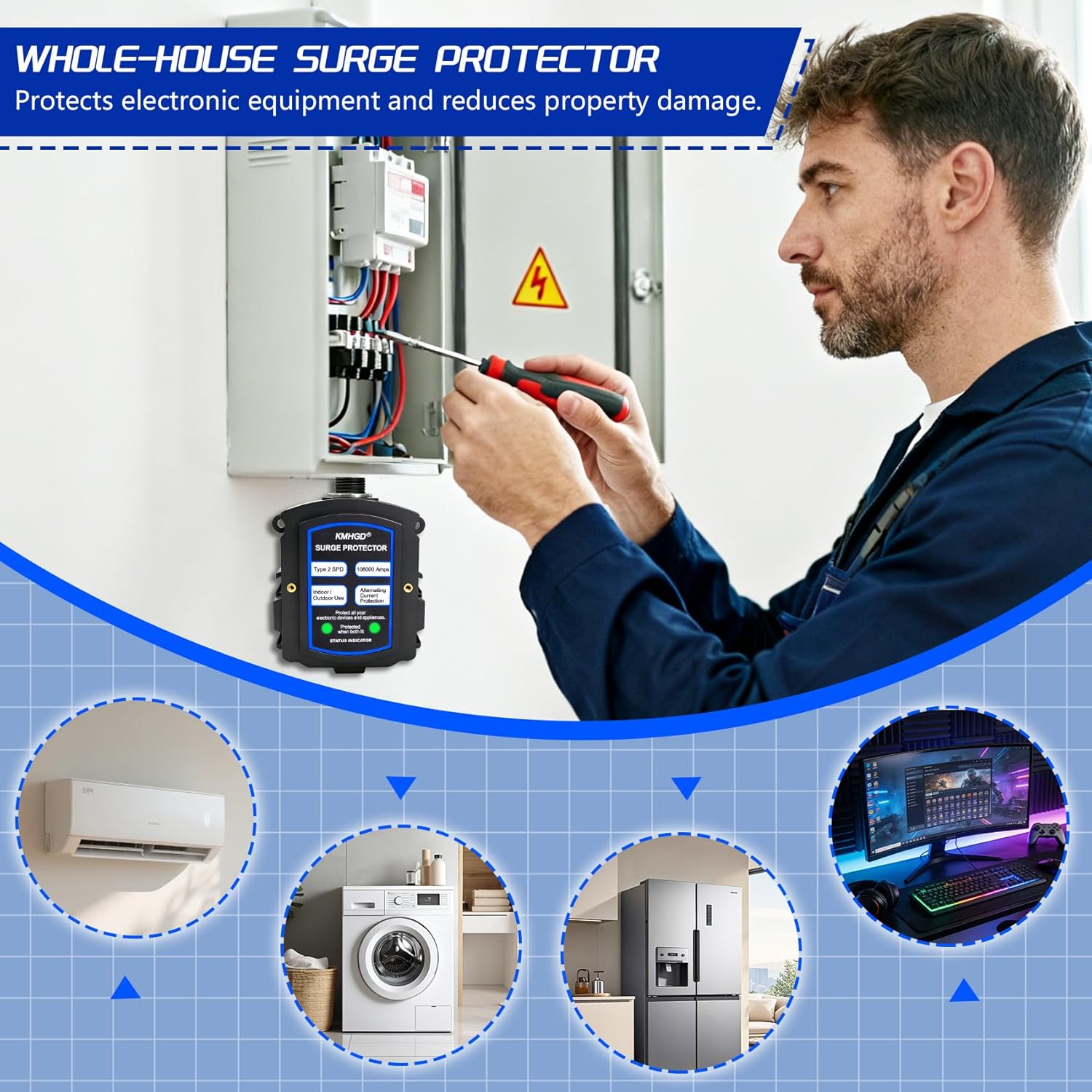 SPD2ULTRA Whole-House Surge Protector,Ultimate Surge Protection,Surge Protection Device Type 2,108,000Amp Whole-House Surge Protector,Supports Indoor/Outdoor Installation,120/240V,60Hz