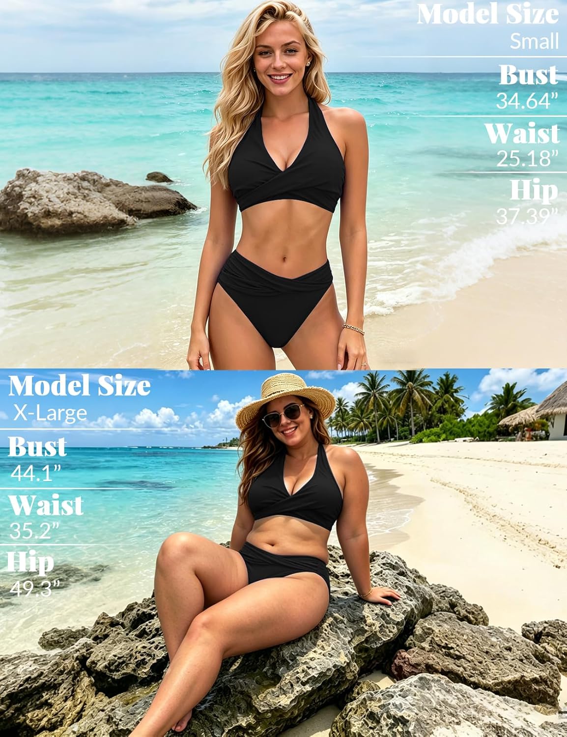 Sopliagon Women's Bikini Sets Twist Front Two Piece Swimsuit Halter Bathing Suit