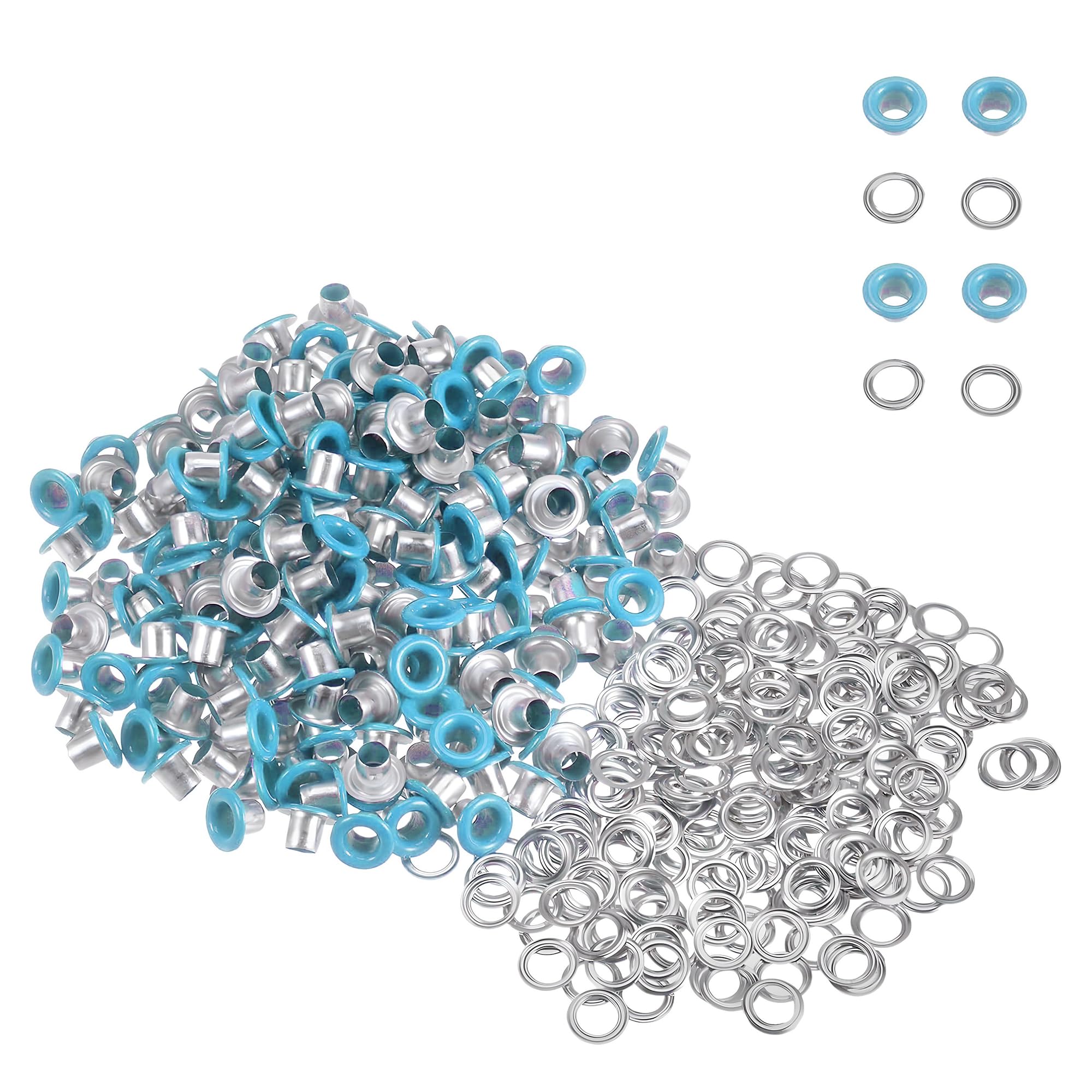 WedDecor 3mm Baby Blue Brass Eyelets Grommets with Washers for Clothing, Baby Dolls, Sewing, Bags, Scrapbook, Leather Work, DIY Projects and Rust Proof, 100pcs