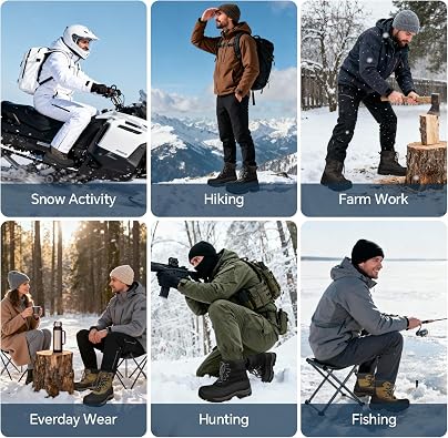 Men's Snow Boots Winter Boots For Men 8 Inch Waterproof Insulated Winter Work Boots For Men Snow Hiking Boots