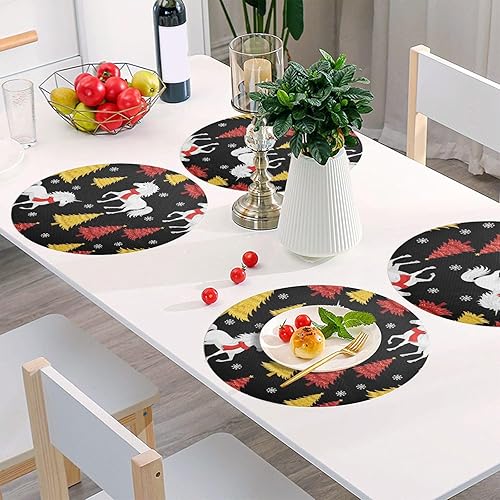 Miniatura 6 de White Unicorns Christmas Place Mats, Heat Resistant Non Slip Outdoor Washable Placemats for Kitchen one sizex6