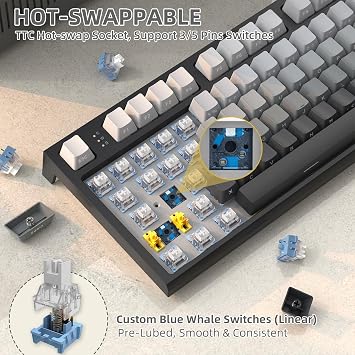 VGN GAMEPOWER ATTACK SHARK K86 Wireless Mechanical Keyboard Apex Pro TKL 75%, 2.4G/Bluetooth/Wired Gaming Keyboard M75, Gasket Mount with Color Display & Knob, RGB Backlit, Hot Swappable Linear Switch