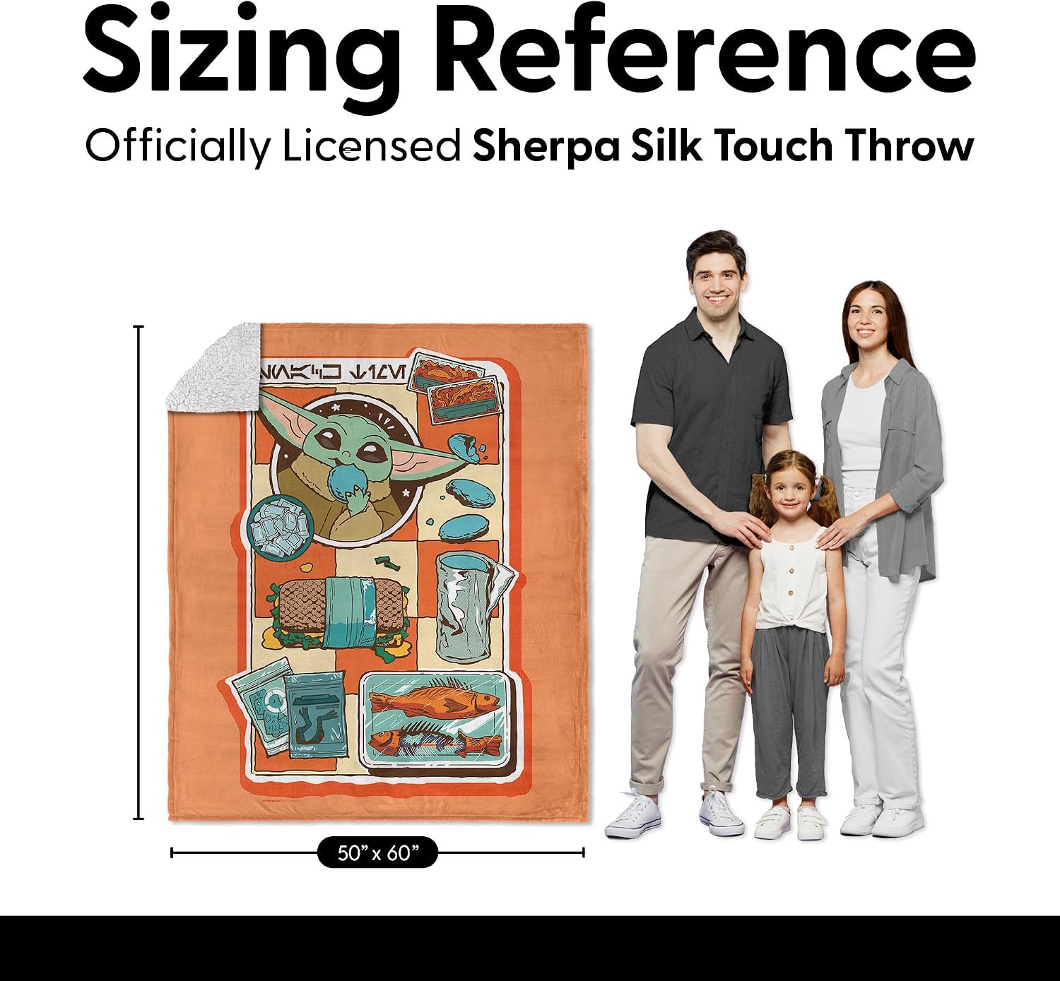 Northwest Lucas Star Wars The Mandalorian Lunch Trays Silk Touch Sherpa Throw Blanket 50x60 inches