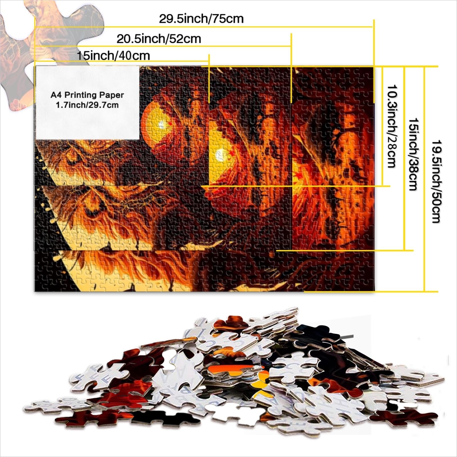Puzzle Puzzle 1000 pezzi Il Re Leone della Giungla Puzzle in legno per adulti e bambini dai 14 anni in su Giochi per famiglie Regali compleanno Natale 1000 pezzi （50x75 cm）