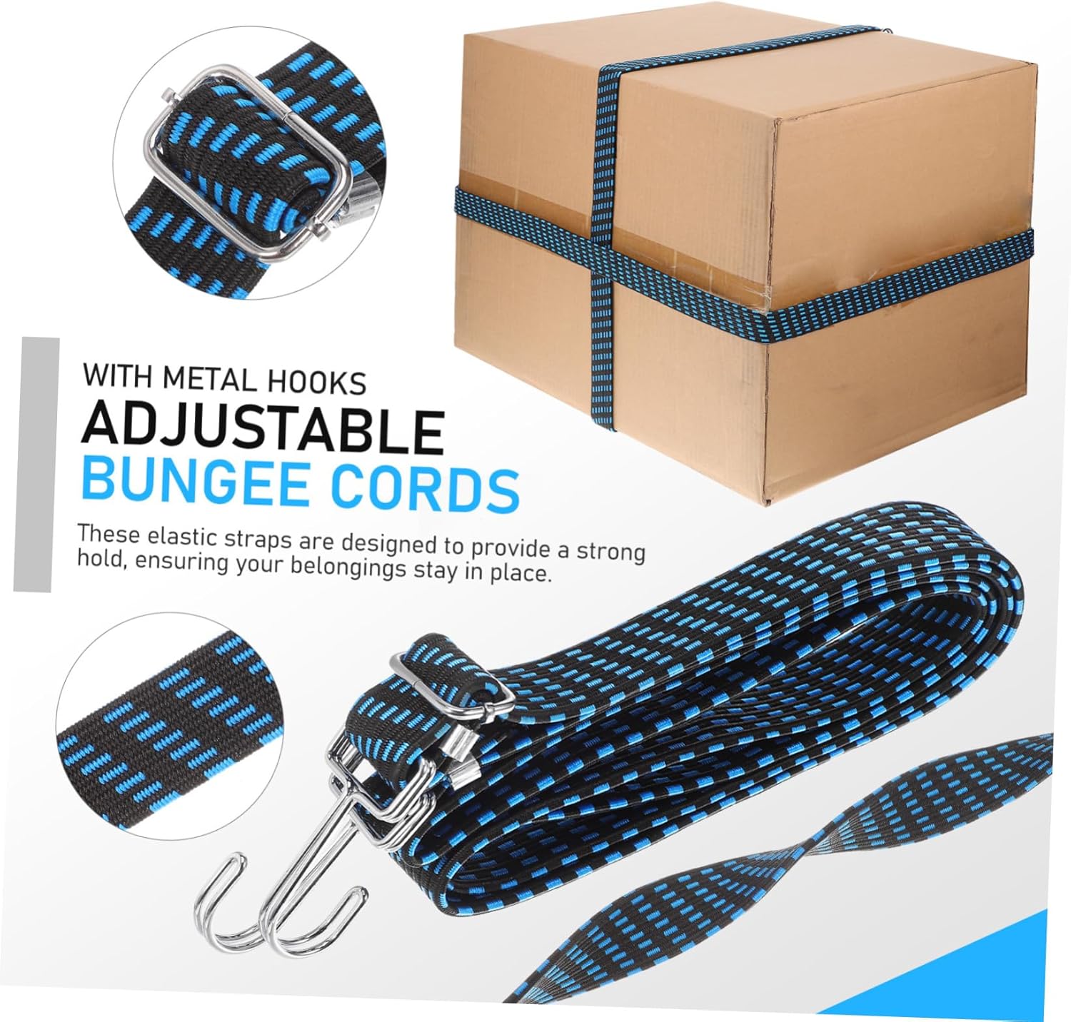 Alipis 6pcs Heavy Duty Elastic Rope Hooks Adjustable Bungee Cords Lashing Straps for ATV Tow Truck Straps