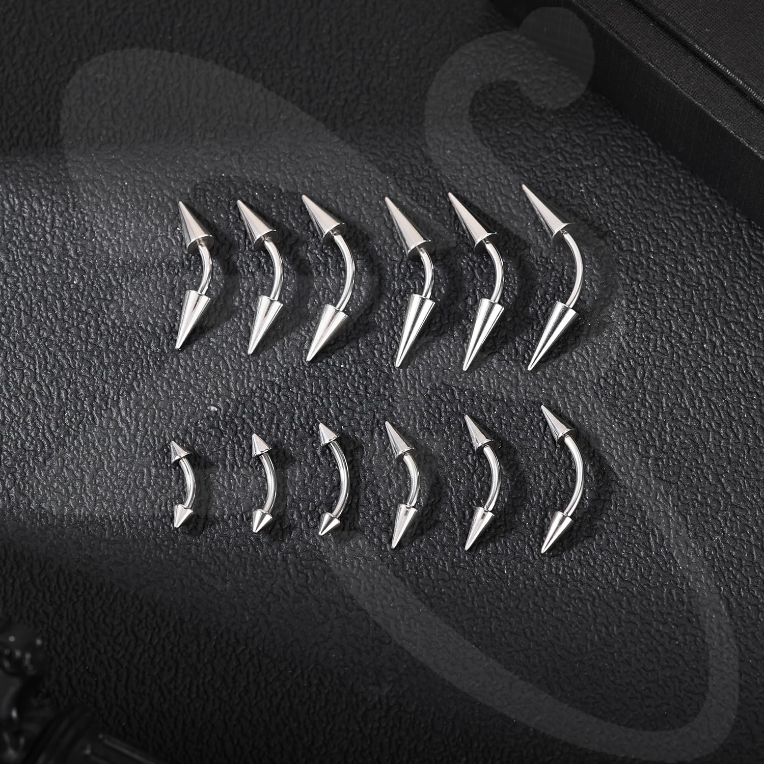 ZS 10 pezzi 16G/18G Spike sopracciglio Piercing Jewellry, filo interno curvo bilanciere verticale labret labbro, Spike Trago Helix orecchini Rook naso ponte anelli