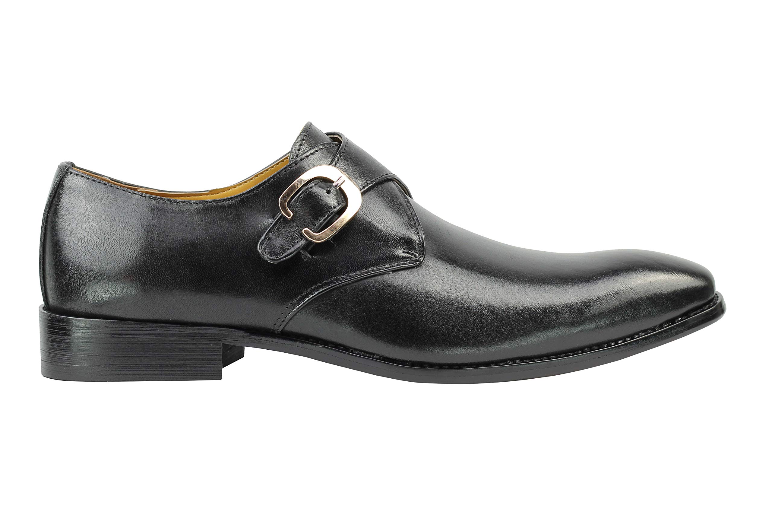 Monk Strap Uomo Oxford Fannulloni Lucido Genuine Leather Brown Black Shoes Casual Chic Abito Ufficio [HY03-4-20-BLACK-41]