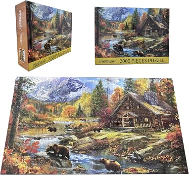 Jigsaw Puzzles 2000 Pieces for Adults Families Bear Village Pieces Fit Together Perfectly
