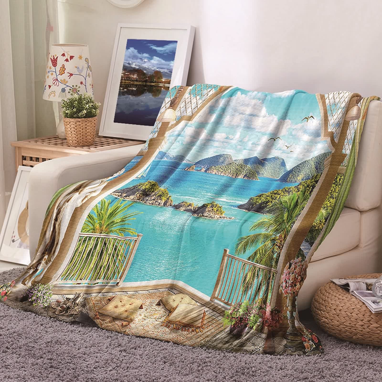 Couverture polaire douce et chaude en flannel lit et canapé 80x120