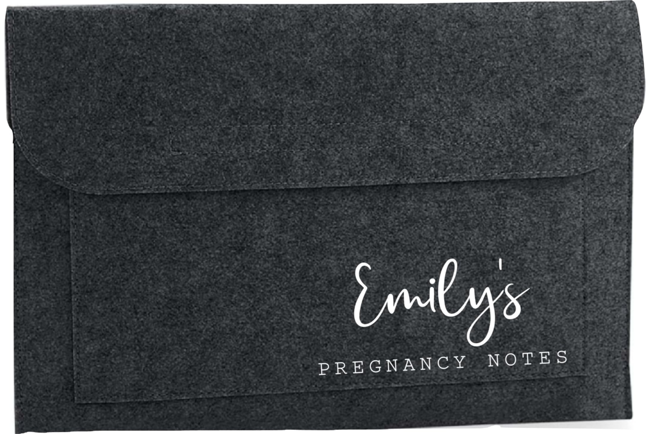 Personalised Maternity Notes Folder Personalised Pregnancy Notes Folder Pregnancy File Baby Journey Folder (Charcoal)